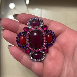 Vintage Elegant Multi-Color Gemstone Brooch/Pendant